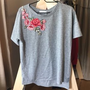 floral embroidered T